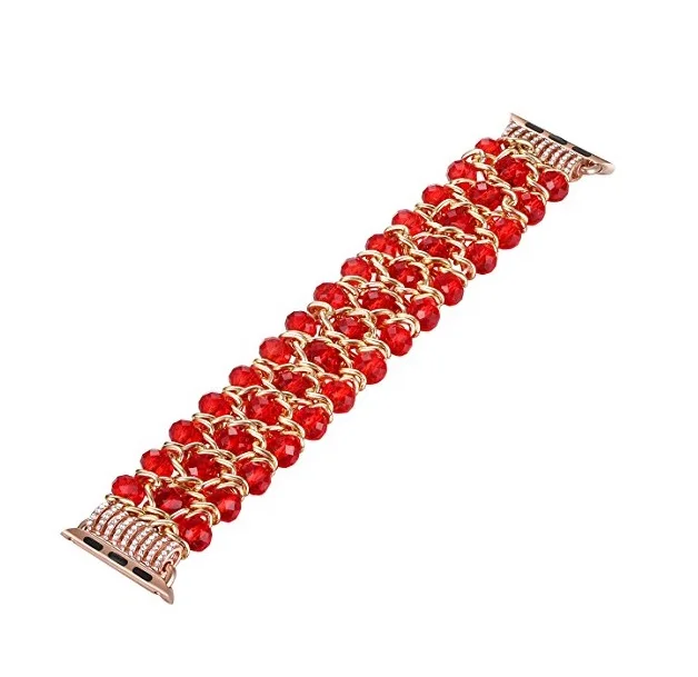 Fastgo Apple Watch Band стильный ретро Кристалл бисером стрейч эластичный Iwatch для Sereis 1