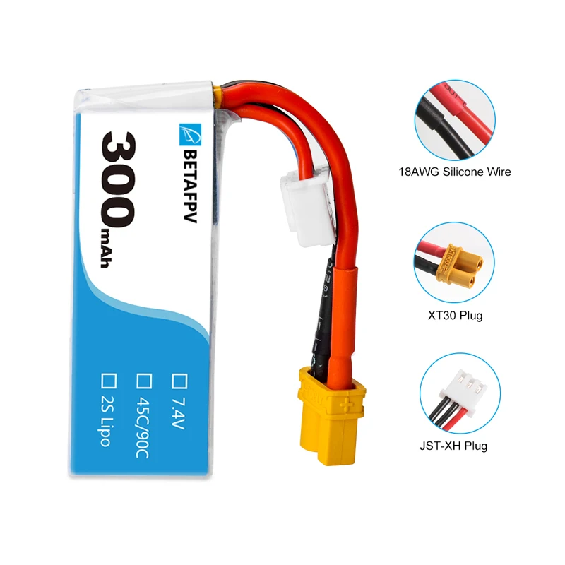 Аккумулятор BETAFPV 300 мАч 2S 45C Lipo (2 шт.) | Игрушки и хобби