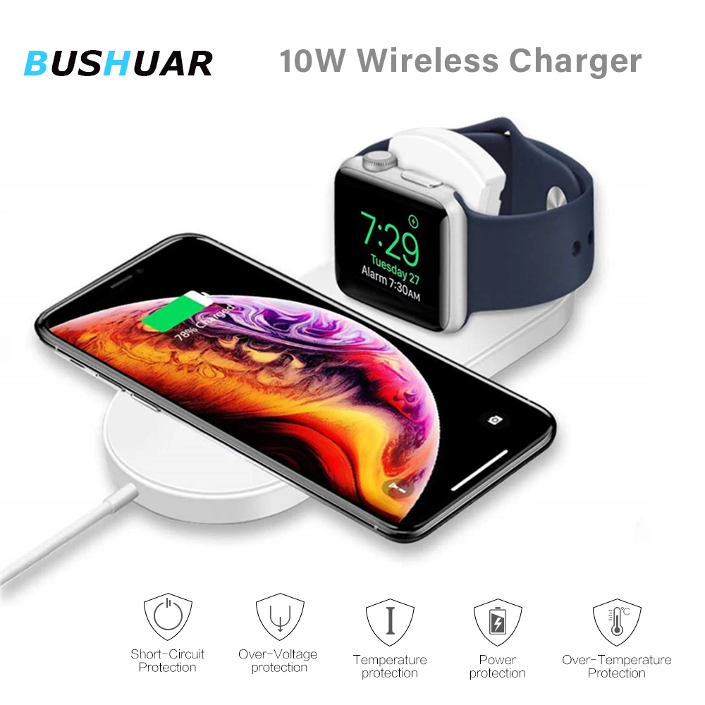 Беспроводное зарядное устройство 2 в 1 10 Вт для Apple Watch Series 4/3/2/1 IPhone 8 8PLUS X XS Max XR |
