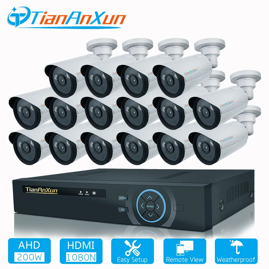 Наружная система видеонаблюдения TIANANXUN 16 каналов 1080P DVR|Система наблюдения| |
