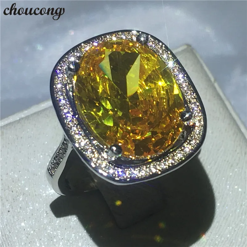 Choucong, большие ювелирные изделия, овальная огранка, 10ct, 5A, циркониевое кольцо с кристаллами, белое золото, заполненное, юбилей, обручальное кольцо, кольца для женщин, bijoux