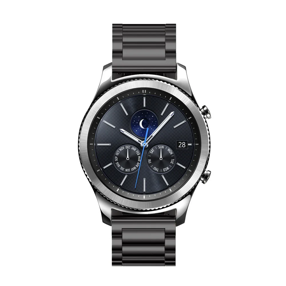 Смарт часы из нержавеющей стали для samsung gear S2 ремешок браслет Черное золото