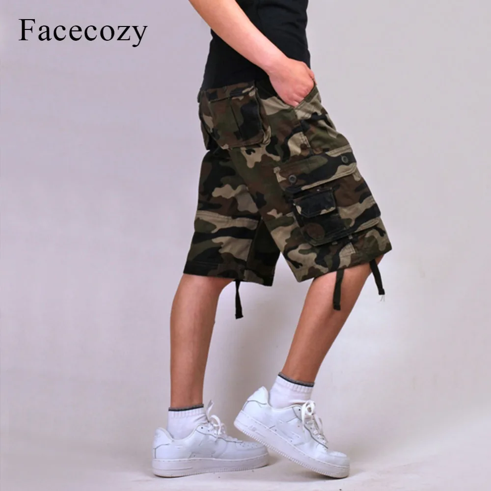 Мужские камуфляжные тактические шорты Facecozy свободные с несколькими карманами