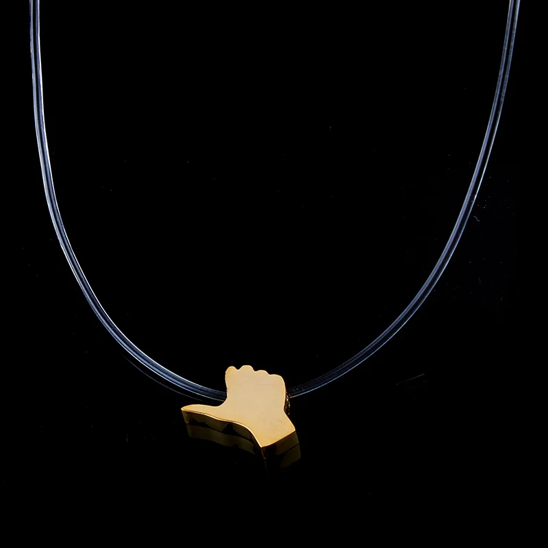 Type 16 stainless steel invisible chain necklace jewelry necklaces for women necklaces& pendants chocker neckless silver clover - Окраска металла: Type 16
