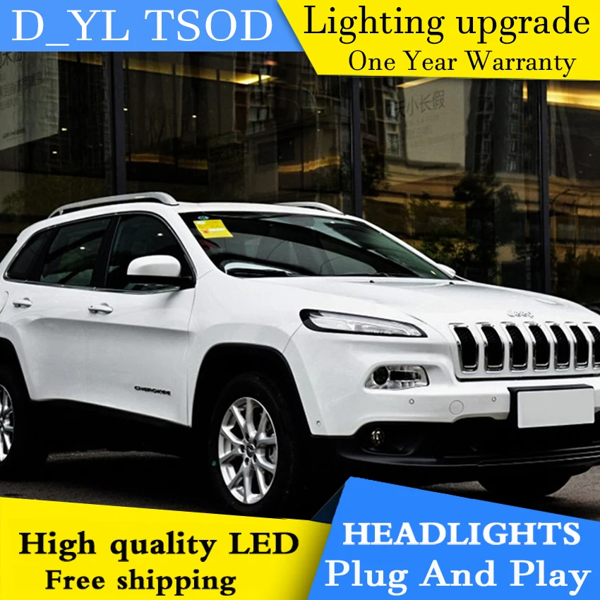 

Car Styling Headlights for Cherokee 14-15 LED Headlight for Cherokee Head Lamp LED Daytime Running Light LED DRL Bi-Xenon HID