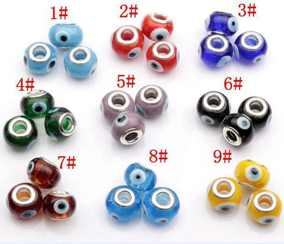 Лидер продаж! 27 шт. стеклянные бусины с большим отверстием 14 мм|beads fit|big holebracelet diy |