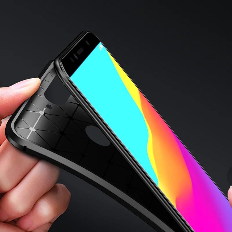 MAKAVO For Huawei Honor 7A Case Matte Soft Silicone Back Phone Carbon Fiber Texture TPU Cover |