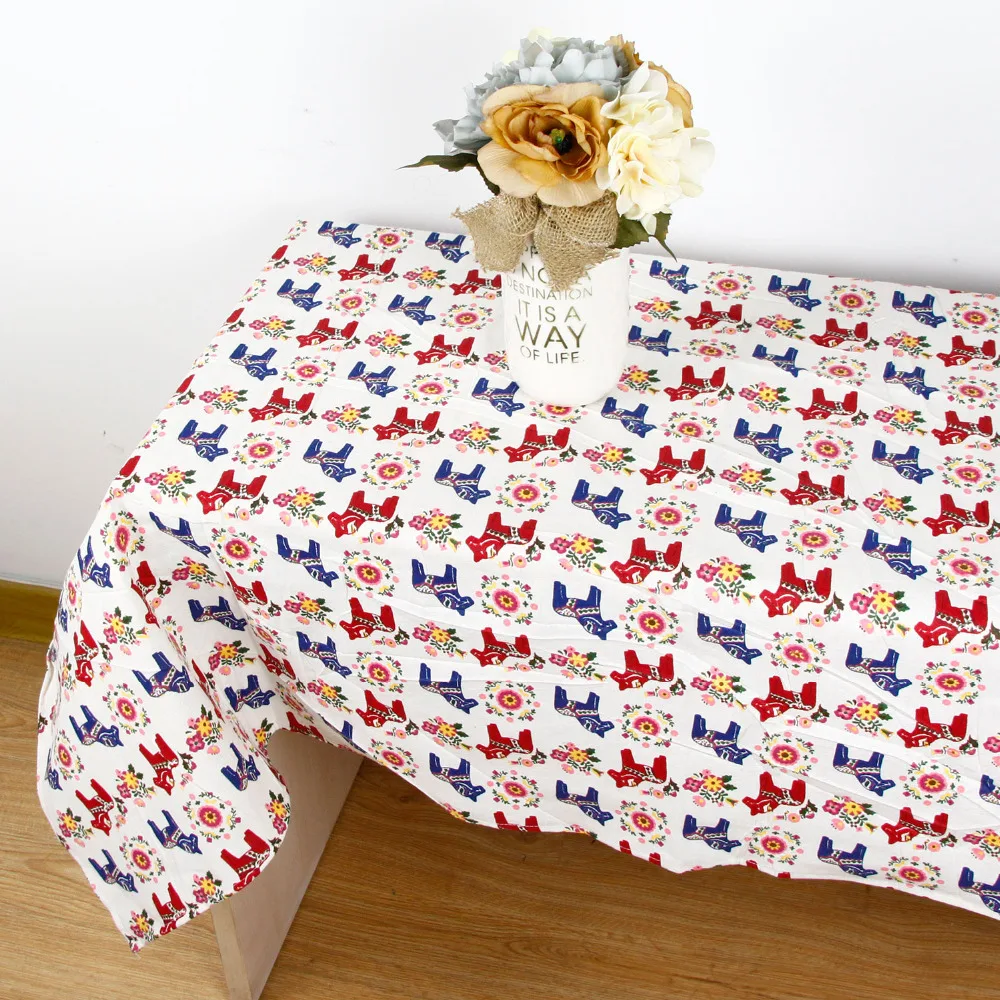 Скатерть из хлопка и льна с принтом лошадей|linen table cloth|table clothlinen |