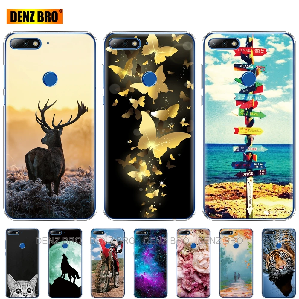 soft Silicone Case For huawei Y7 2018/Y7 Prime 2018 phone cases TPU Phone Back cover full 360 Protective | Мобильные телефоны и