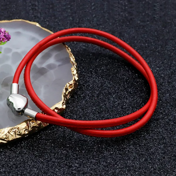 red heart clasp Прямая поставка, натуральная кожа, сделай сам, подвески, ожерелья, стальной цвет, тонкая овчина, Подходит для европейских и американских женщин, сделай сам, ювелирное изделие, подарок - Окраска металла: red heart clasp