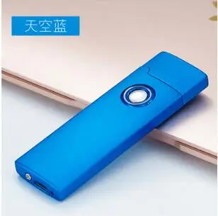 USB зарядка Электронная Зажигалка Ветрозащитный Непламено нет газа Электрический зажигалки тонкий мини плазмы импульсной Рождество - Цвет: blue