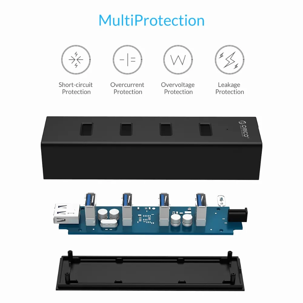 Usb концентратор ORICO с портом питания портативный USB 3 0 4 порта для