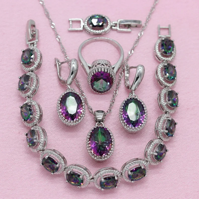 Женский ювелирный комплект из колье серёг браслета и кольца | Украшения