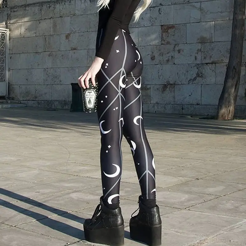 Панк Черный готический осень 2019 сексуальные Клубные женские леггинсы фитнес