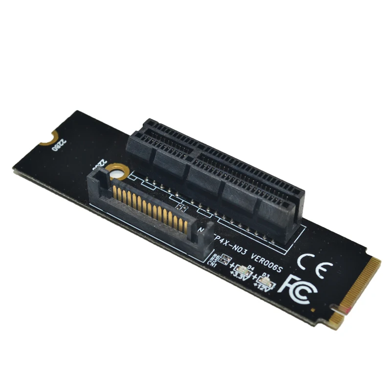 Новейший NGFF M.2 к PCI-E 4X Riser Card M2 M ключ к PCIe X4 адаптер со светодиодный индикатор SATA стояк силовой проводки для майнинга биткоина