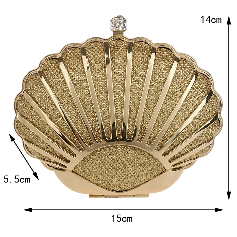 YINGMI Women Evening Bag Popular Fashion Alloy Day Clutch Bags Crystal Shell Small purse Wedding Bridal Diamond |