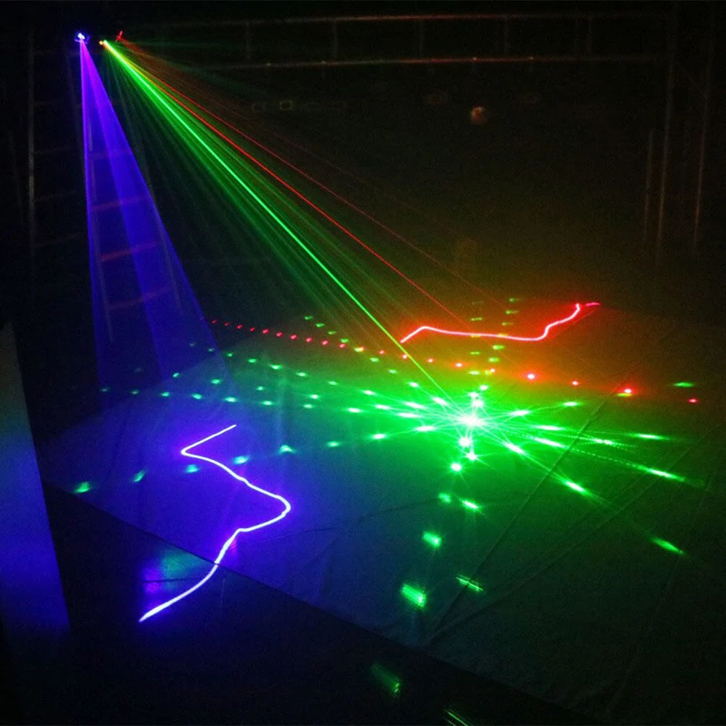 

Free Shipping RGB 3 in 1 Full Color Dynamic Amimation Laser Stage Effect Light Beam Spot DMX Control for Disco DJ