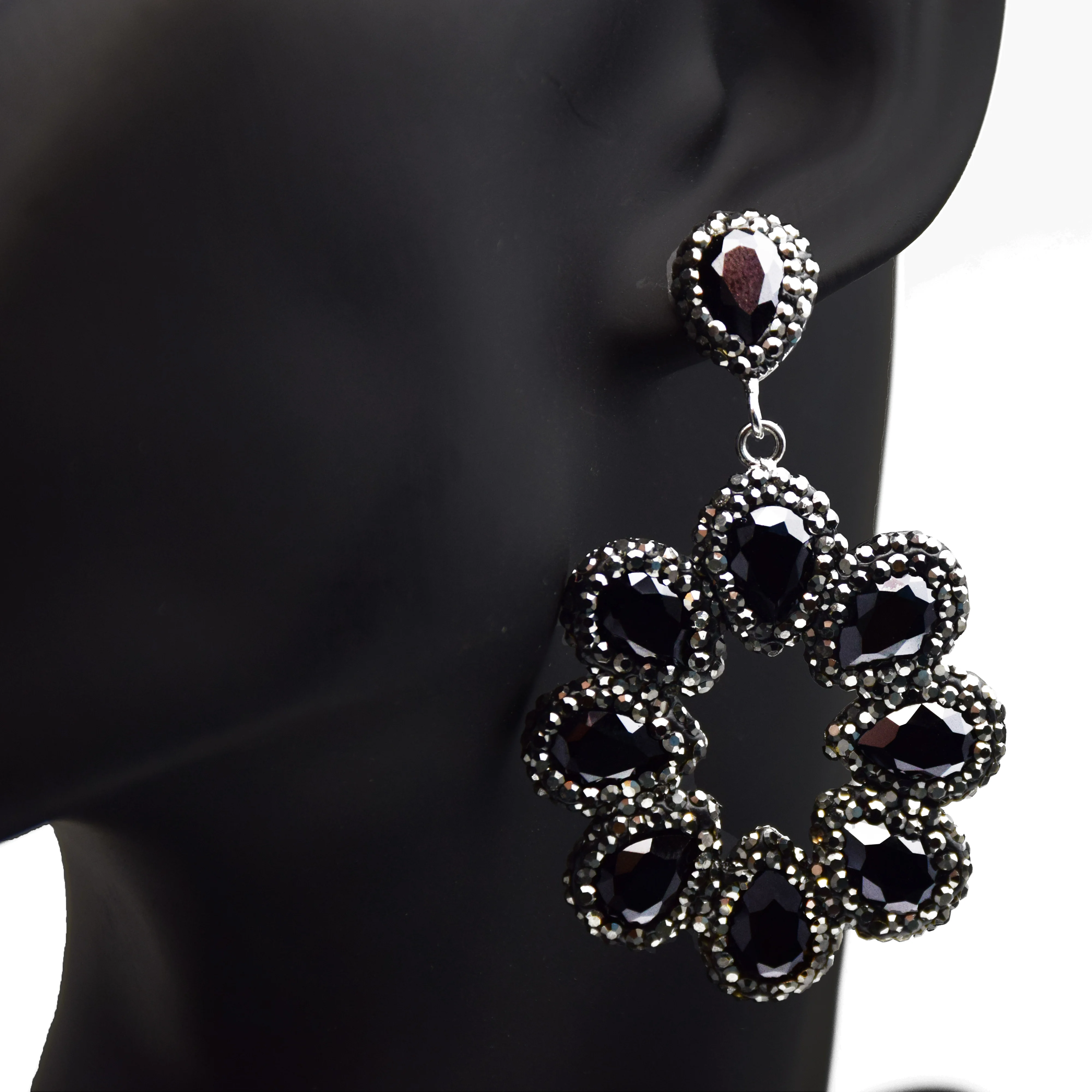 Женские длинные серьги boho hyperbole черные Винтажные капельки с камнями
