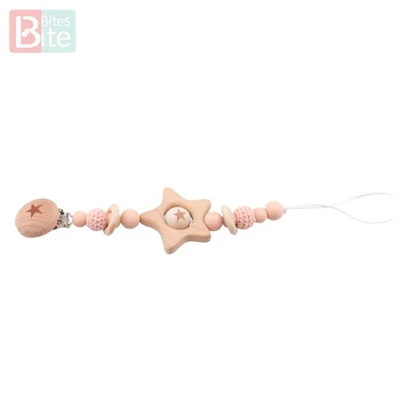 Pacifier Peachy Star Прикусите укусы соски клип 1 шт. детский силиконовый Прорезыватель бука деревянные зажимы для пустышки успокоительная соска зажимы детское Кормление пустышка держатель - Цвет: Pacifier Peachy Star