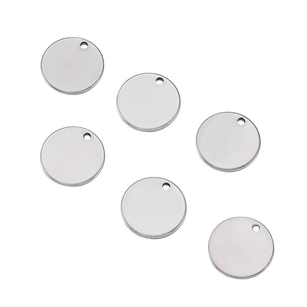 Незакрепленные Кулоны из нержавеющей стали Плоские Круглые цвет 15x1 мм отверстие: