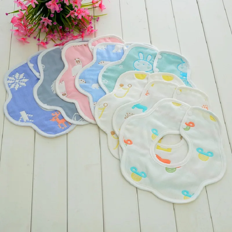 360 Degree Rotation Baby Bibs 6 Layers Gauze Soft Newborn Infant Burp Saliva Towel Kids Bandana Cloths | Детская одежда и обувь