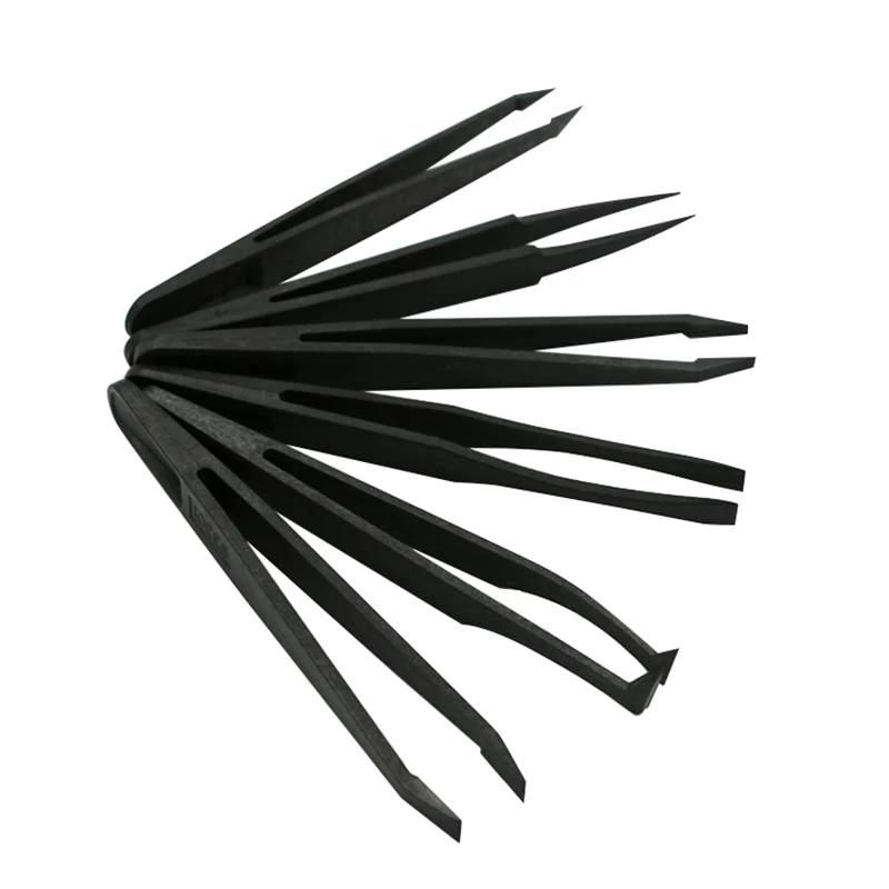 Портативный черный прямой изгиб антистатический пластиковый пинцет