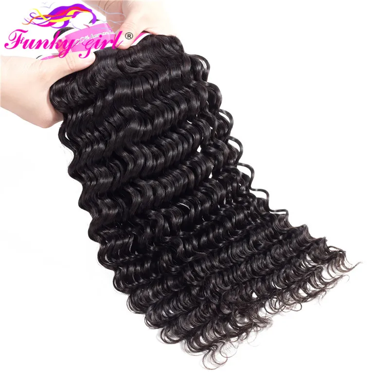 Забавная девушка бразильские волнистые человеческие волосы пучки с застежкой 3