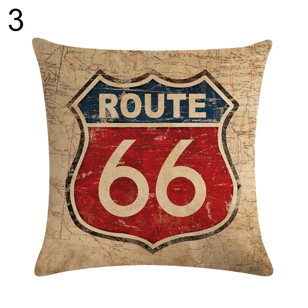 Винтажный двухсторонний наволочка 45*45 Route 66 наволочки льняные чехлы на подушки декоративные подушки Подушка для тела