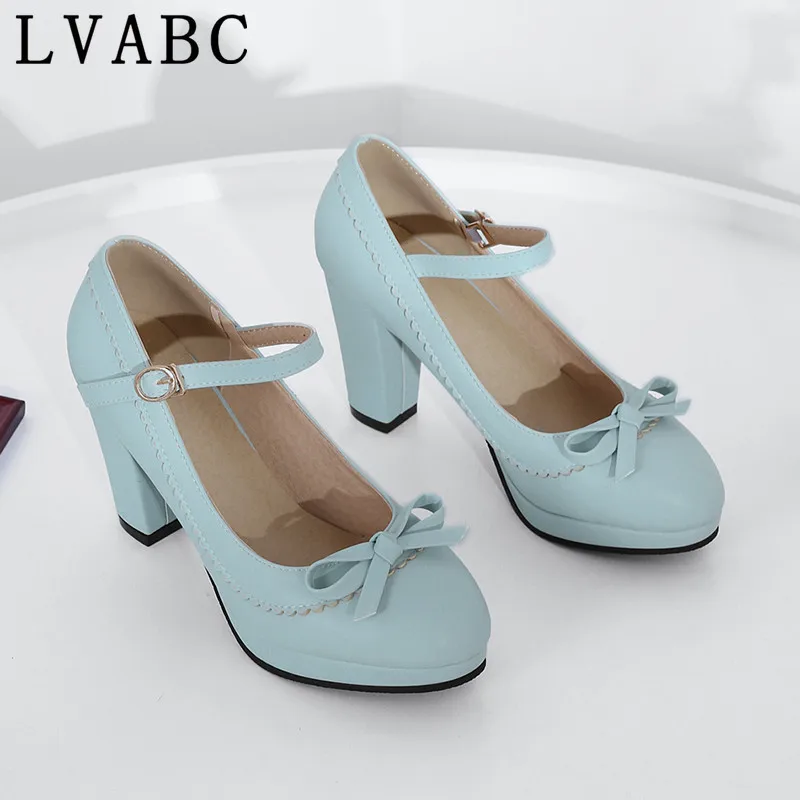 

2021 Size 32-43 Women Round Toe Pumps Mixed Color Bowknot High Heels Shoes Women Concise Office Lady Daily Party Footwear