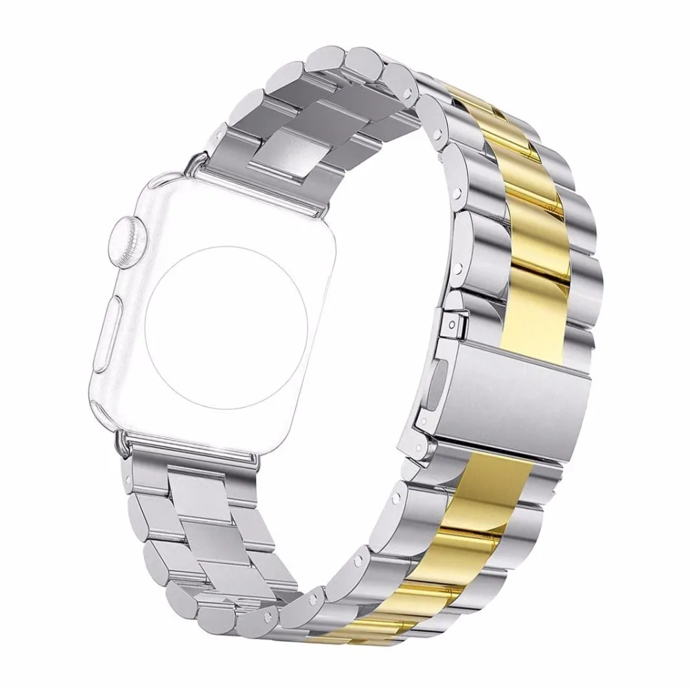 For Apple Watch Band 42mm 38mm for iWatch Business Black Gold Stainless Steel Bracelet Buckle Strap Clip Adapter | Наручные часы