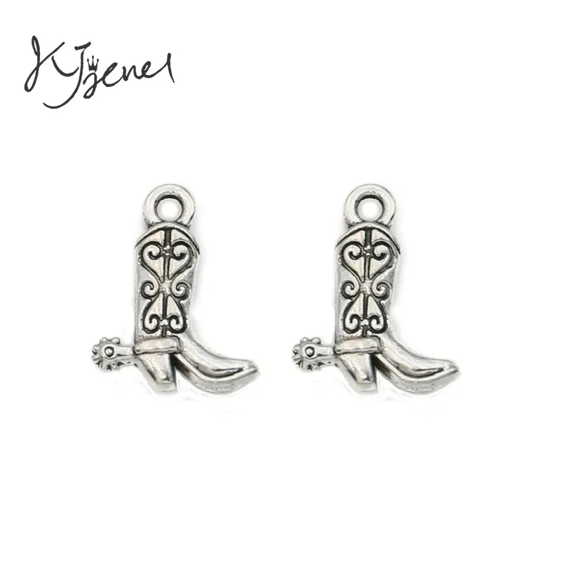 Посеребренная Подвеска в виде ковбойской сапоги KJjewel под старину Ювелирная