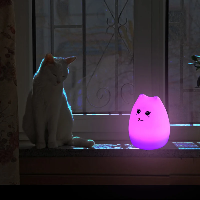 Светодиодный USB детский ночник с животными премиум-класса 7 цветов силиконовый