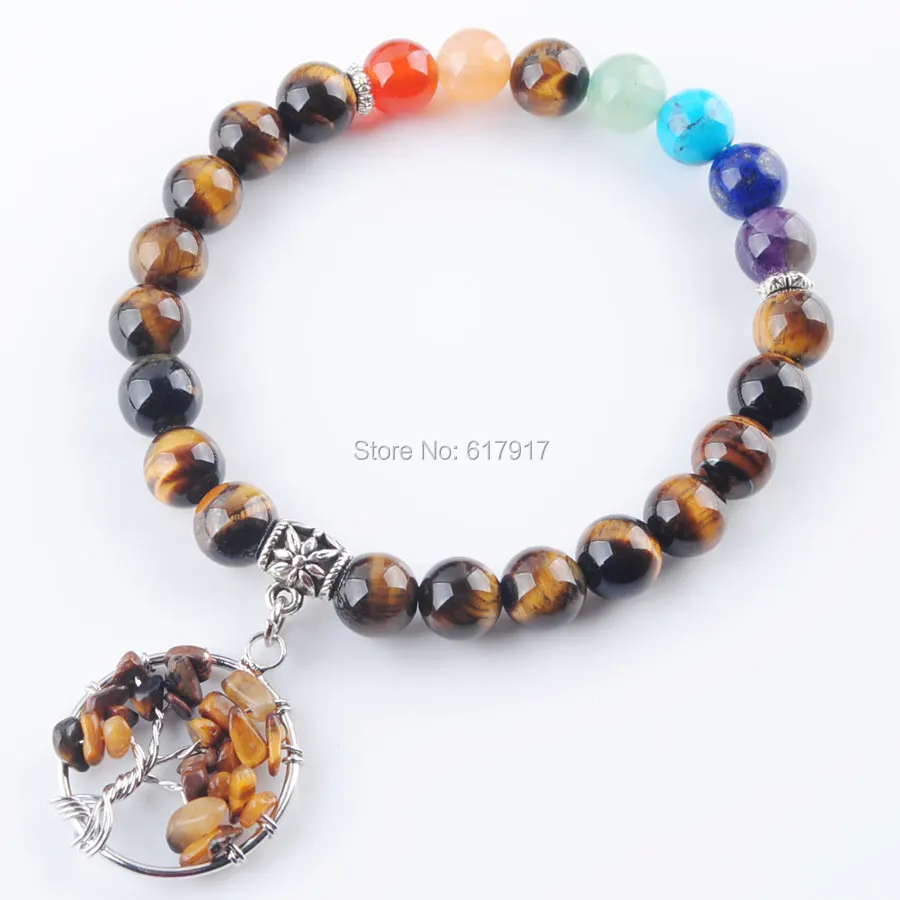 Бесплатная доставка камень драгоценный круглый 8 мм бусины Дерево жизни браслет