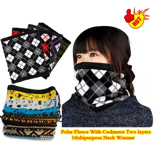 

10pcs/lot Mixed Fashion Nice Design Printed Double Layers Multipurpose Polar Fleece Neck Warmer For Outdoor Sports