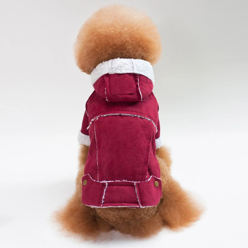 MYBRO Fashion Winter Pet clothes Soft Lamb Wool Dog Coat Two-Legs Warm Hooded Puppy Parkas for Chihuahua Poodles |