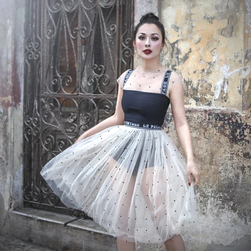 Винтажное Прозрачное платье le palais летнее с большим подолом ультратонкое