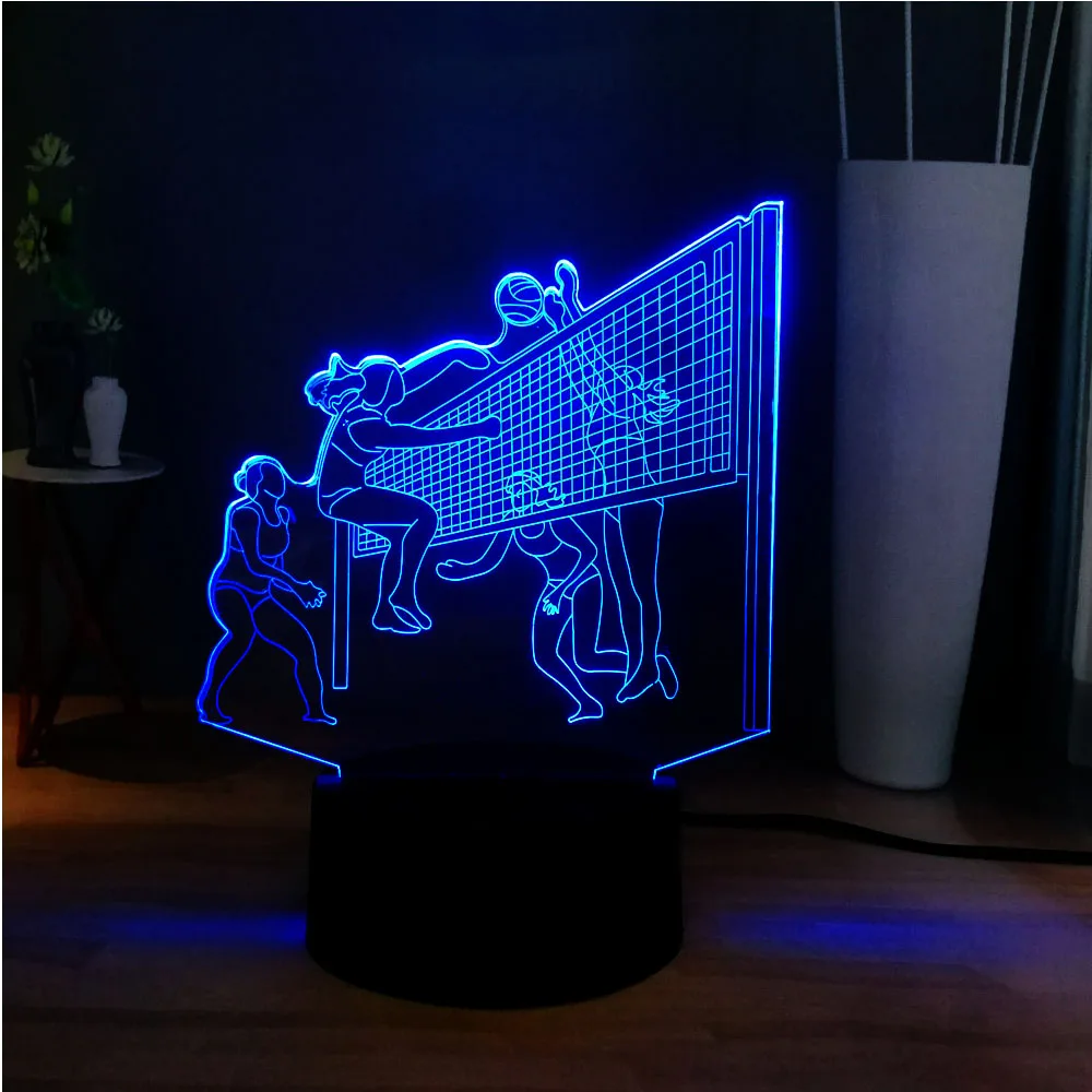 Новые 3D креативные Спортивные Женские волейбольные команды, играющие в волейбол светодиодный Изменение светодиодный DEC настольная лампа лучший подарок друзей