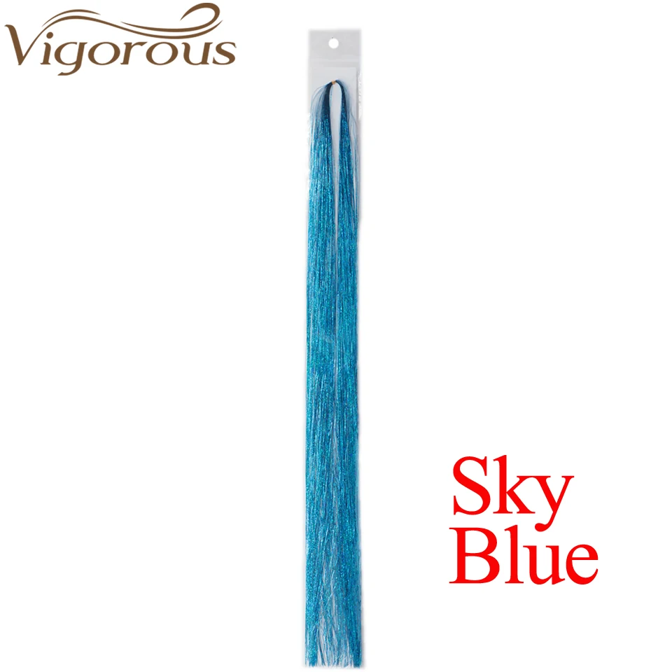 Sky-Blue Яркие цветные блестящие накладные волосы с блеском, синтетические накладные волосы, аксессуары для волос - Цвет: Sky-Blue