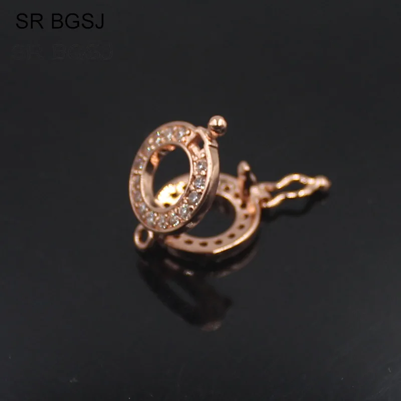 Free shipping 12mm Micro Pave Cubic Zircon Round Ring Drop Contact Clasp Jewelry DIY Findings Clasp|Ювелирная фурнитура и