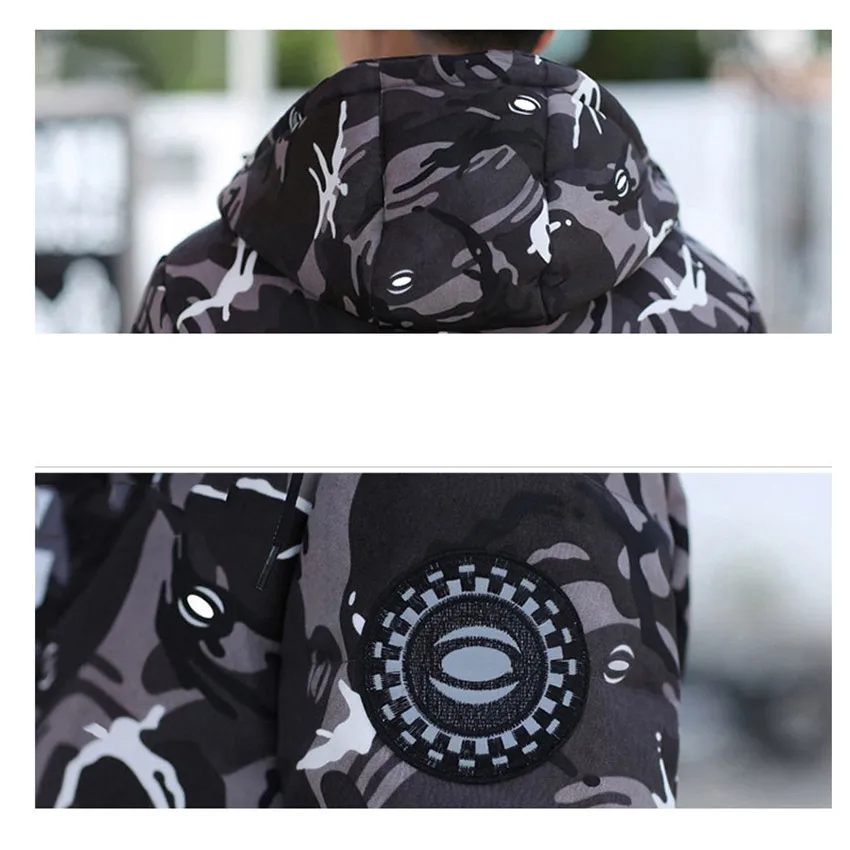2018 new winter jacket Men's fashion camouflage pattern Jacket casual hooded male white duck down coats 75wy | Мужская одежда