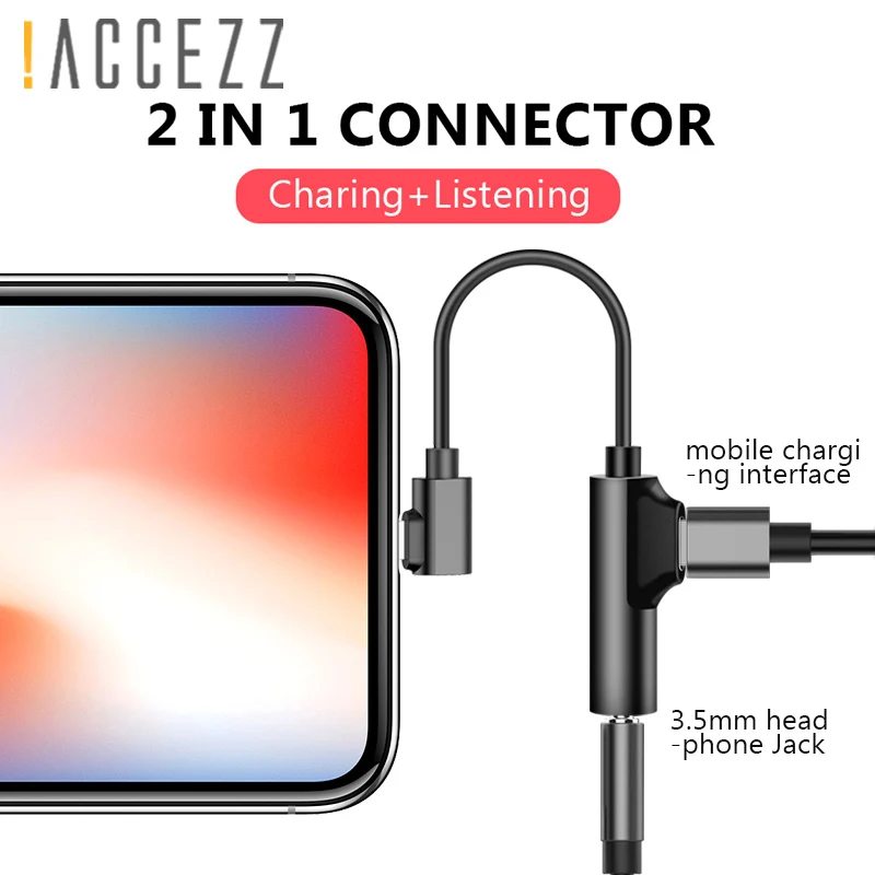 ! ACCEZZ 2 в 1 адаптер зарядного устройства 3 5 мм для iphone X 8 7 Plus XS MAX XR аудио зарядное