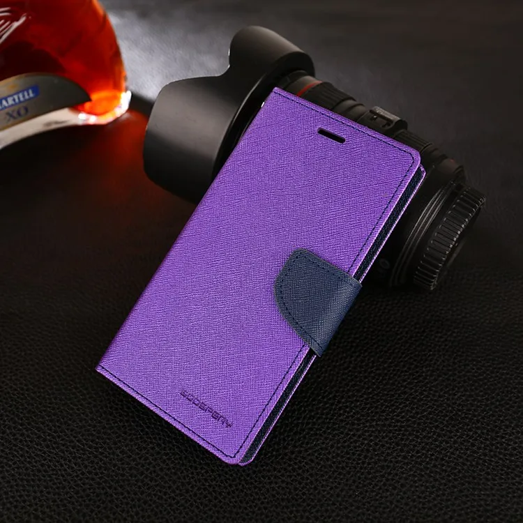 Purple Чехол-бумажник Goospery из искусственной кожи с откидной крышкой, для Samsung Galaxy J3, J5, J7 года, европейская версия, популярный цветной Чехол-кобура с отделением для карт - Цвет: Purple