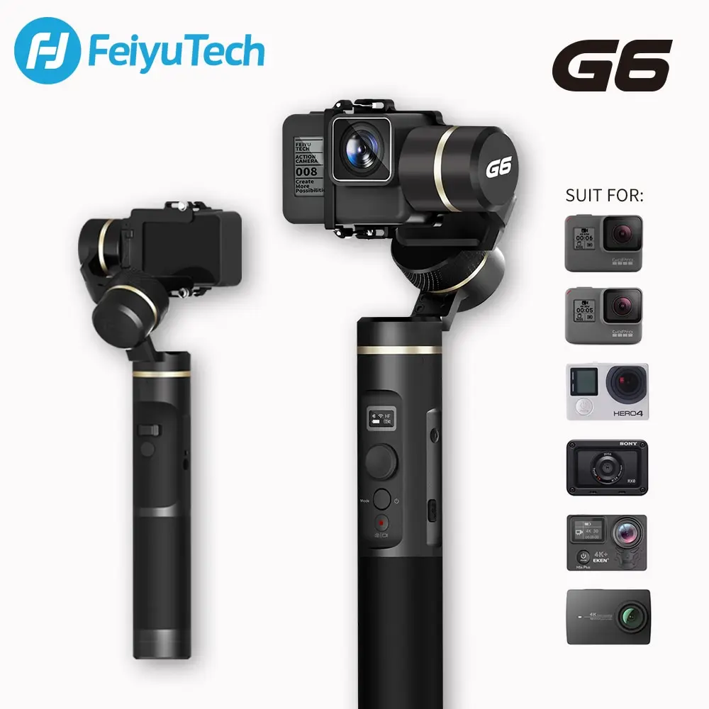 FeiyuTech G6 3-осевая стабилизированная ручной гиростабилизатор Feiyu действие Камера для GoPro Hero7 черный, серебристый цвет белый Hero6 Hero5 sony RXO Yi 4K