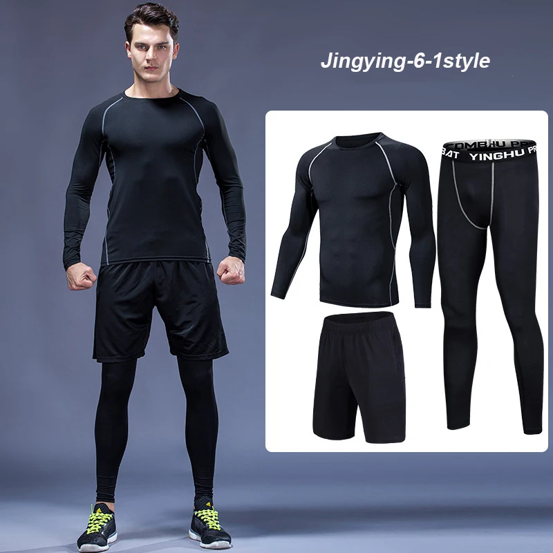 6-1style Мужские спортивные костюмы весна лето быстросохнущие комплекты одежды спортивный костюм для бега тренировки Спорт Фитнес спортивные костюмы наборы для бега - Цвет: 6-1style