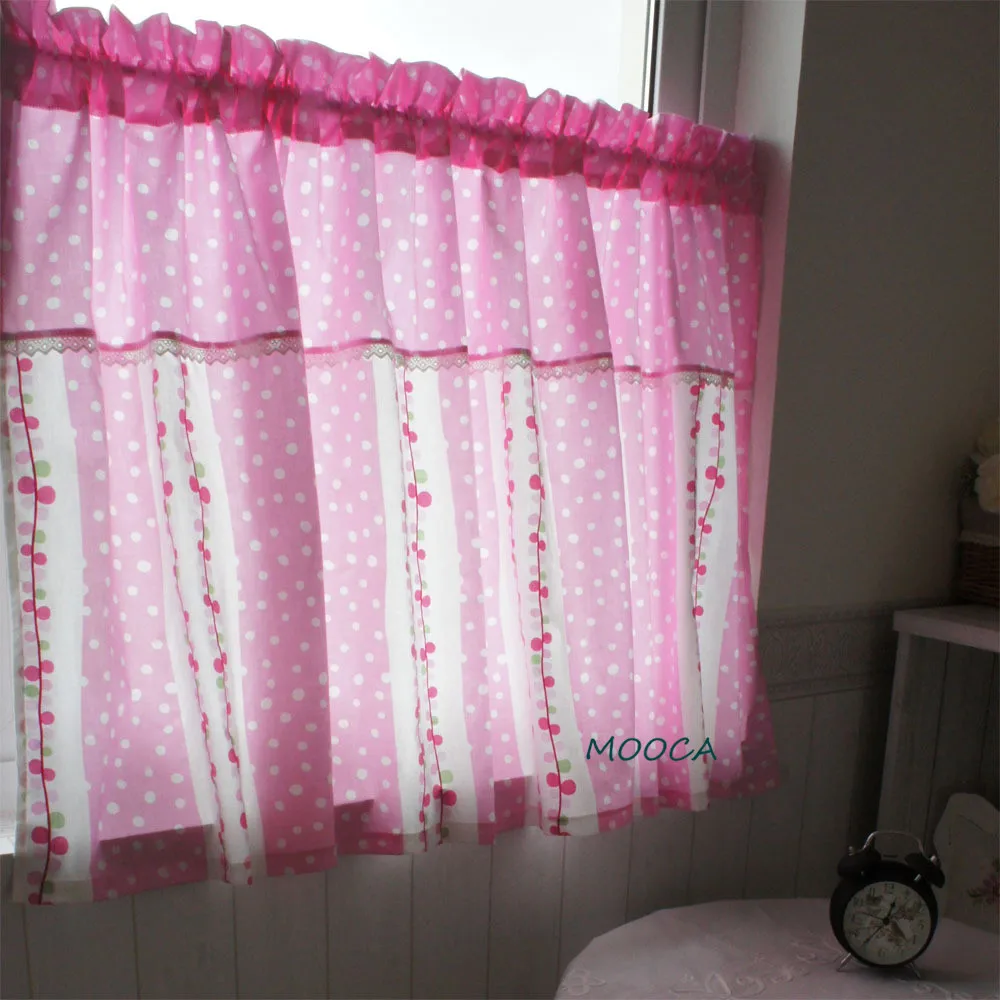 Симпатичная розовая задняя шторка из хлопка в горошек | Дом и сад