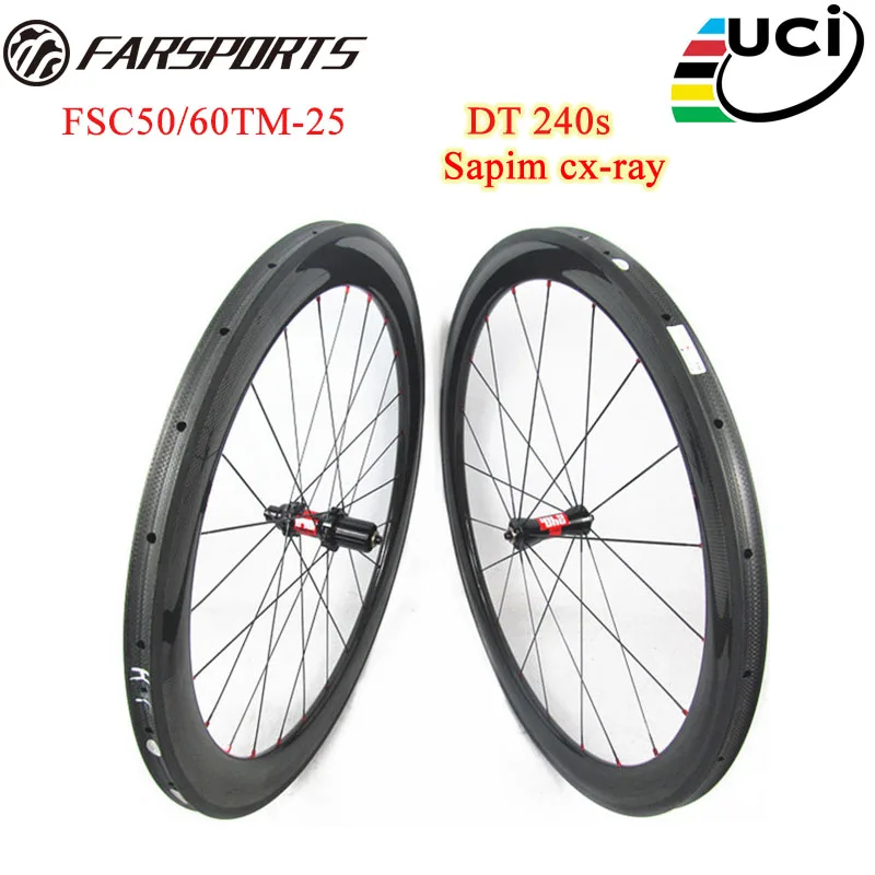 

Custom T700 black carbon fiber wheelsets 50mm 60mm tubular rims with DT 240 hub for road racing bicycle glossy carbon wheels