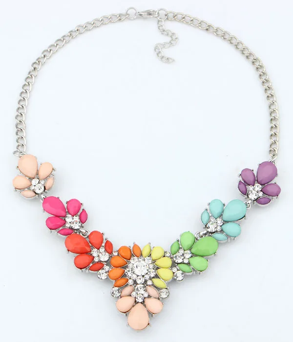 Женское Ожерелье с кристаллами ожерелье чокер цветами и камнями новинка 2016 года 3