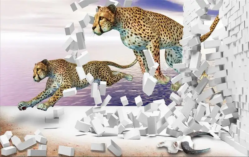 

3d room wallpaper custom murals non-woven wall sticker Money Leopard brick wall photo TV sofa background wallpaper for walls 3d