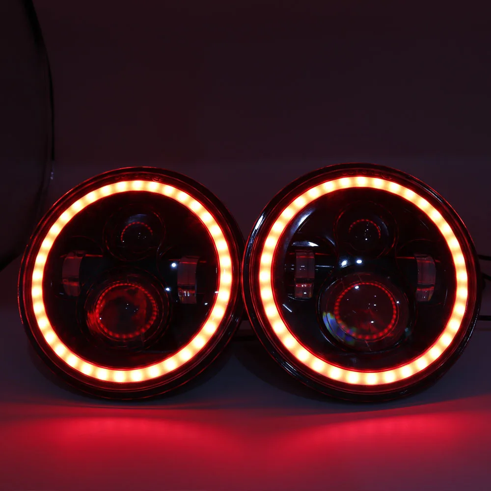 Круглсветодиодный светодиодные фары 7 дюймов RGB DRL кольцо Ореола ангельские