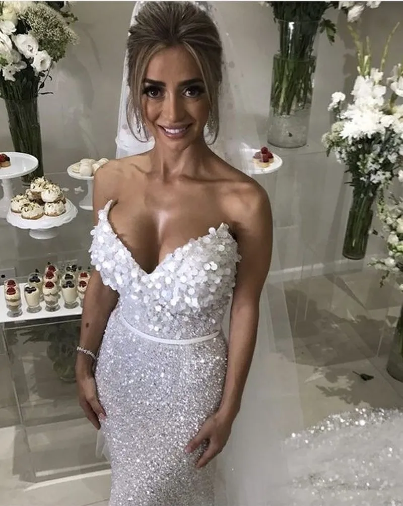 Bling Свадебные платья Русалочки Милая подвенечные 2019 изготовление на заказ Vestido De